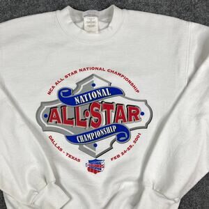 Jerzees Sweatshirt Mens Size S White All-Star 2001 NCA Graphic Crewneck Pullover